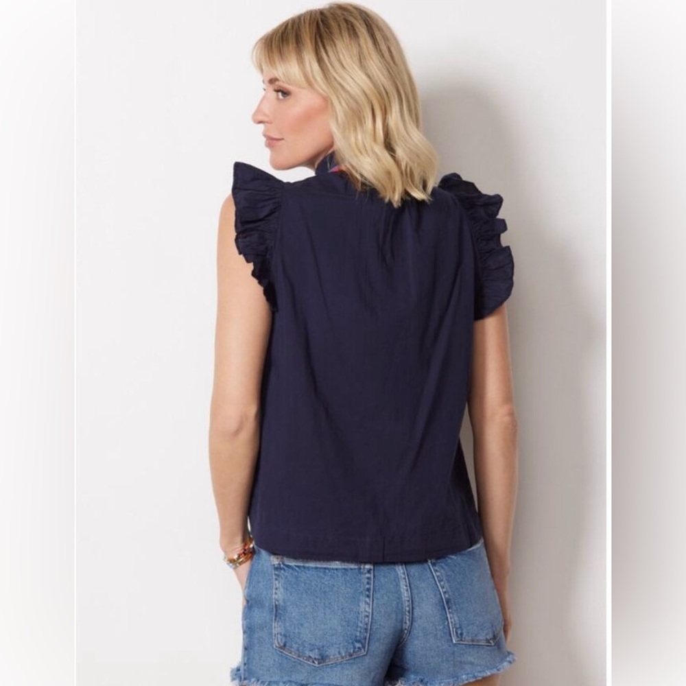 Sundry Cotton Flutter Sleeve Button Front Shirt - Picture 9 of 9